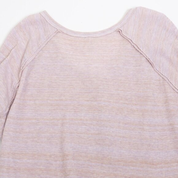 Free People We The Free Peplum Thermal Top Pink Lavender Long Sleeve Henley - Picture 10 of 14